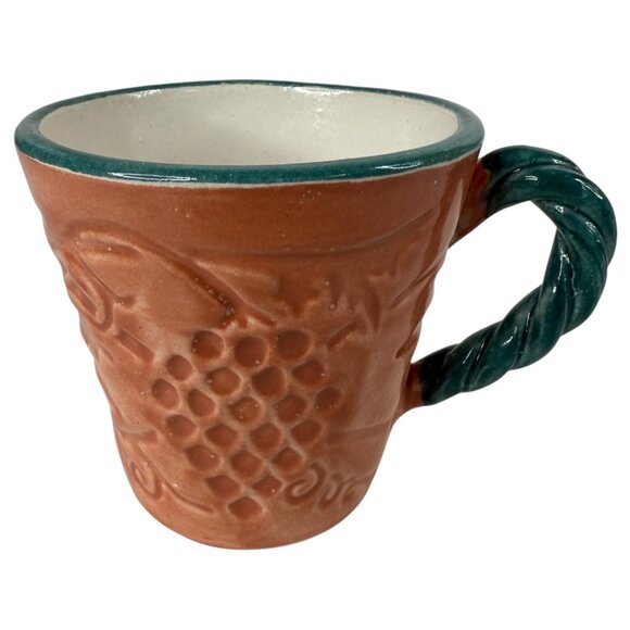 2 Fioriware Jardinware Grape Garland Embossed Leaf Coffee Mugs Twisted Handles - Picture 9 of 12
